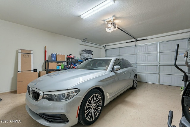 garage with a garage door opener