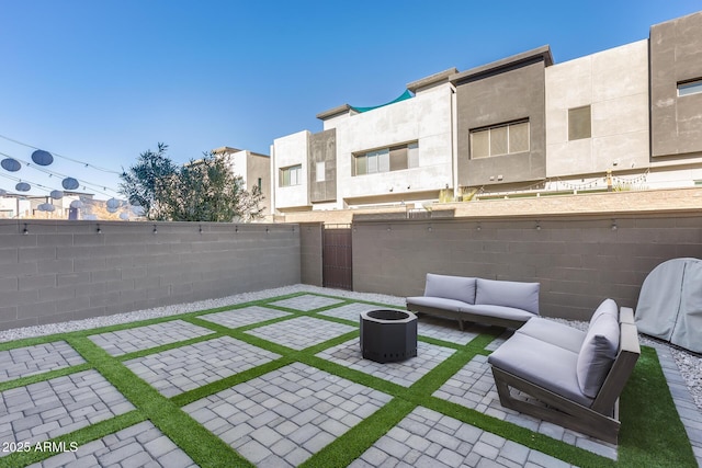 view of patio with an outdoor hangout area