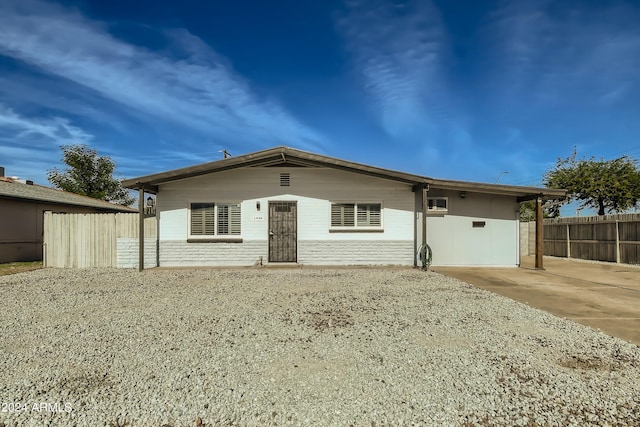 view of single story home