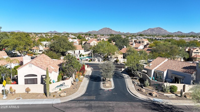 aerial view with a mountain view