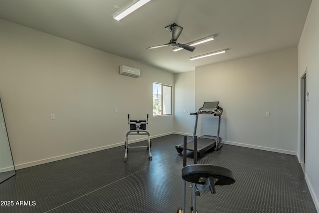 14332 E Bobwhite Way, Scottsdale, AZ 85262 - exercise area with an AC wall unit and ceiling fan