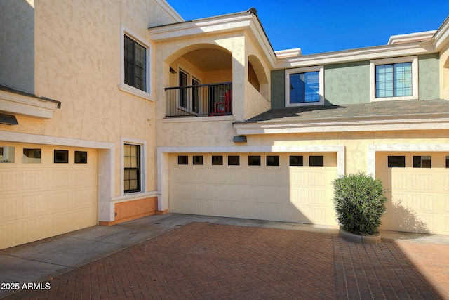 exterior space featuring a garage