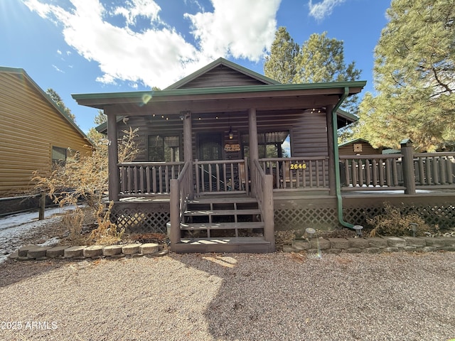 view of front facade featuring covered porch