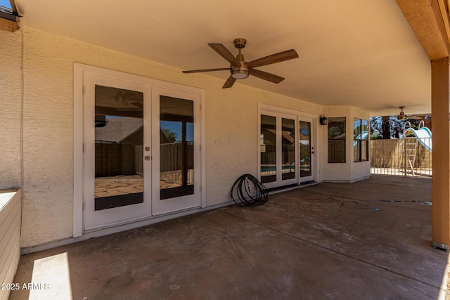 723 E Piute Ave, Phoenix, AZ 85024 - view of patio with french doors and ceiling fan
