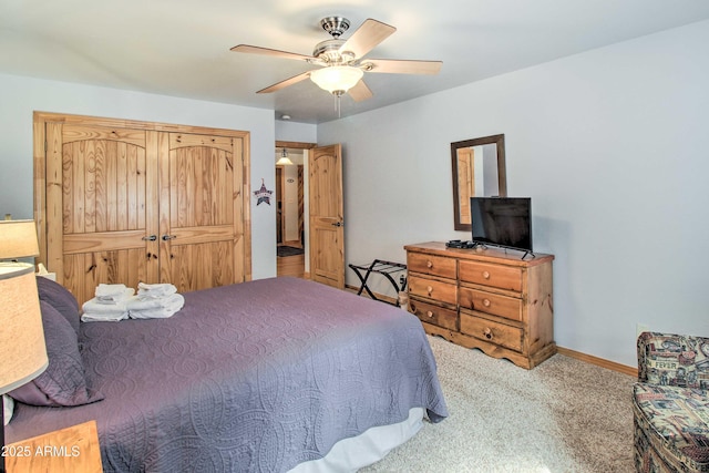 3047 Ponderosa Rd, Overgaard, AZ 85933 - bedroom featuring baseboards, carpet flooring, and ceiling fan