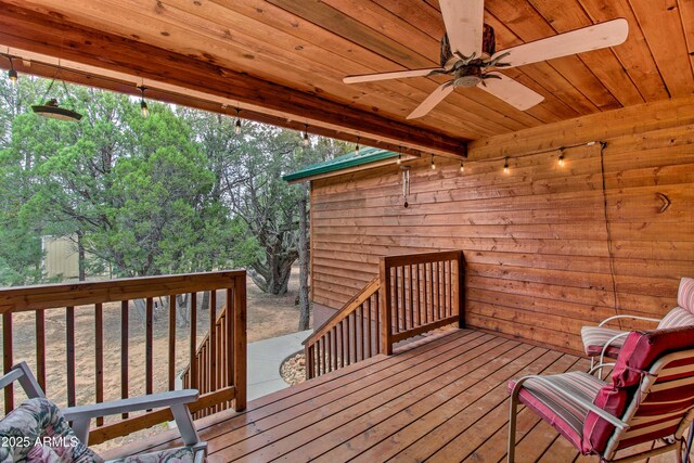 3047 Ponderosa Rd, Overgaard, AZ 85933 - wooden deck with a ceiling fan