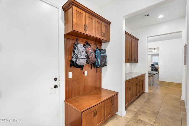 mudroom featuring recessed lighting and visible vents