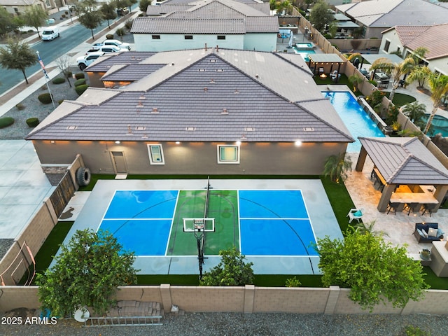 aerial view with a residential view