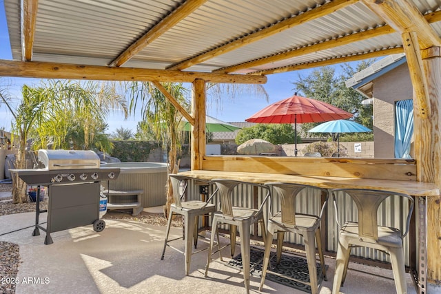 4111 S Dewdrop Ct, Gilbert, AZ 85297 - fenced backyard with a patio area, a jacuzzi, and area for grilling