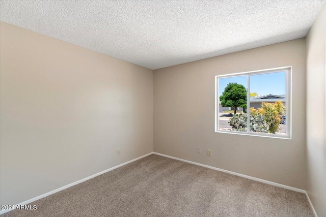 empty room featuring carpet and a textured ceiling