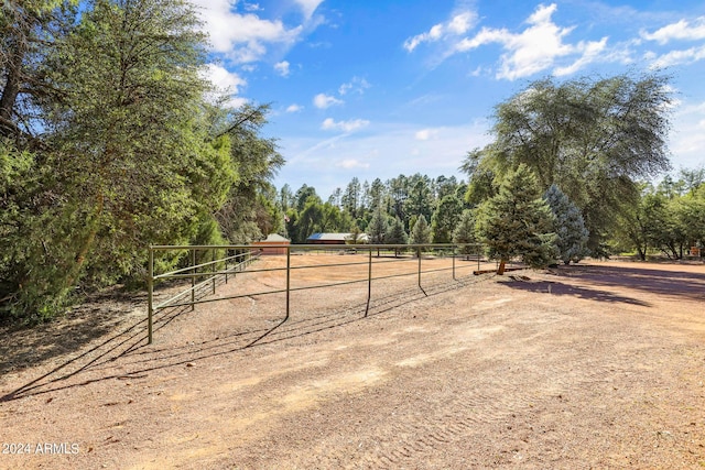 view of yard with a rural view