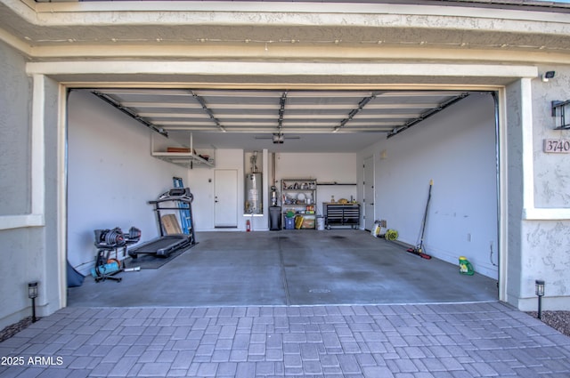 garage with gas water heater