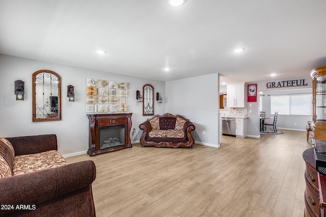 living room featuring light wood-type flooring