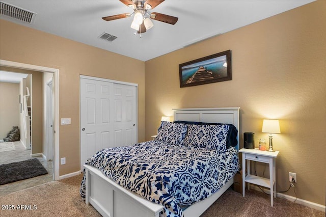 3936 E Narrowleaf Dr, Gilbert, AZ 85298 - carpeted bedroom with a closet, a ceiling fan, and baseboards