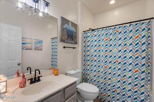 3936 E Narrowleaf Dr, Gilbert, AZ 85298 - full bathroom with vanity, toilet, and a shower with curtain