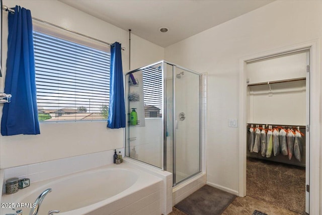 3936 E Narrowleaf Dr, Gilbert, AZ 85298 - full bathroom with a shower stall, a spacious closet, and a garden tub