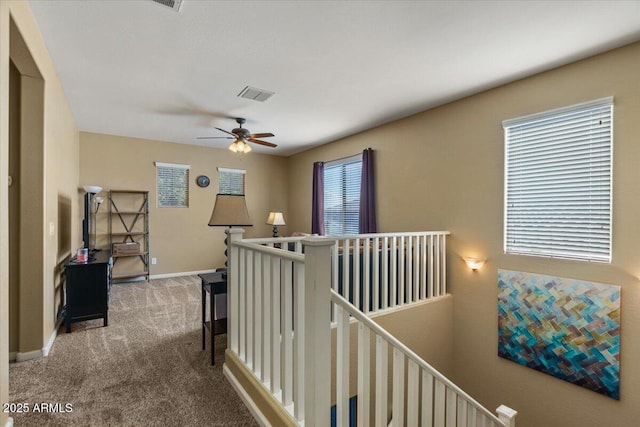 3936 E Narrowleaf Dr, Gilbert, AZ 85298 - hall featuring an upstairs landing, carpet, and baseboards