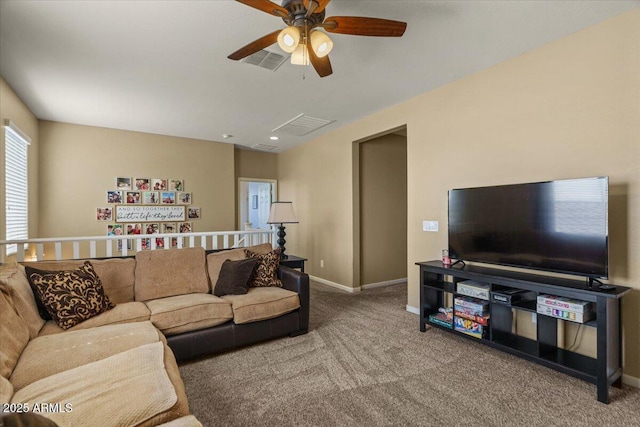3936 E Narrowleaf Dr, Gilbert, AZ 85298 - carpeted living area with a ceiling fan and baseboards