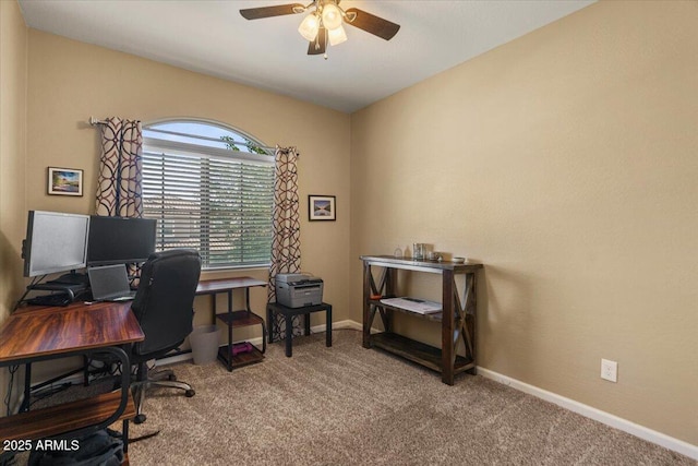 3936 E Narrowleaf Dr, Gilbert, AZ 85298 - carpeted office space featuring ceiling fan and baseboards