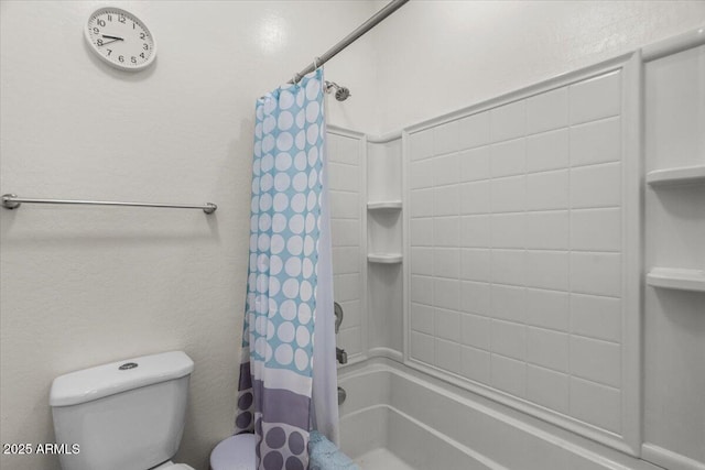 3936 E Narrowleaf Dr, Gilbert, AZ 85298 - bathroom with toilet and shower / bath combo with shower curtain