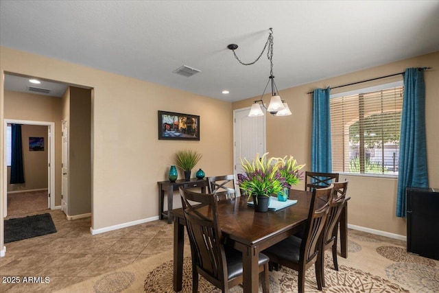 3936 E Narrowleaf Dr, Gilbert, AZ 85298 - dining space featuring baseboards, light tile patterned floors, and recessed lighting