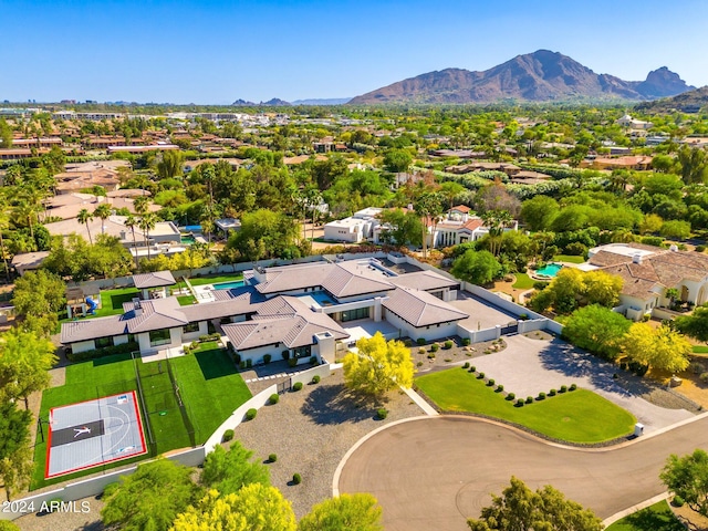 aerial view with a mountain view