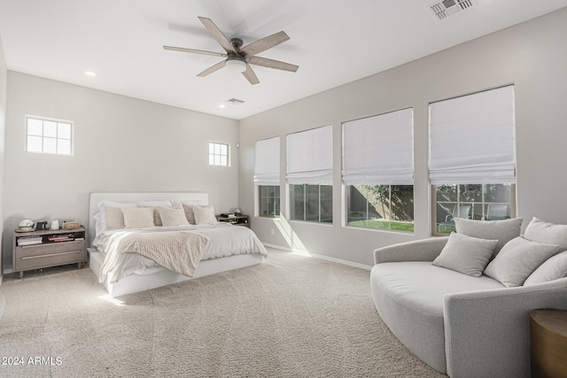 bedroom featuring carpet flooring and ceiling fan