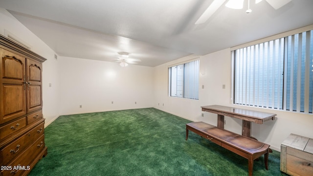 interior space featuring ceiling fan