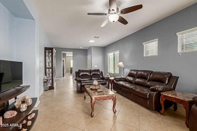 19667 N 260th Ln N, Buckeye, AZ 85396 - living room with a ceiling fan and light tile patterned floors