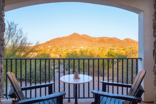 balcony with a mountain view