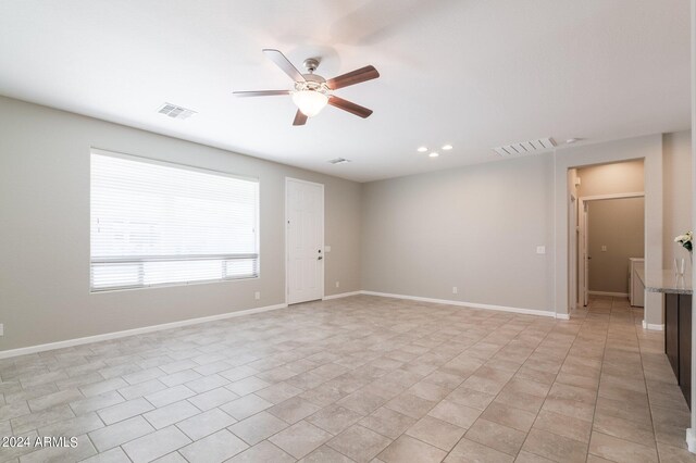 11235 E Pampa Ave, Mesa, AZ 85212 - spare room featuring baseboards, ceiling fan, visible vents, and recessed lighting