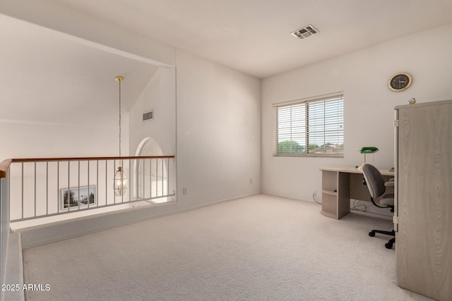 office space with carpet flooring