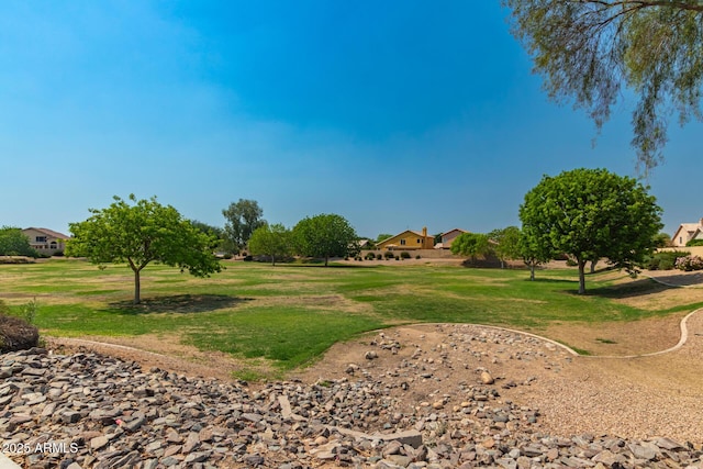view of property's community with a lawn