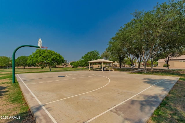 view of basketball court with a gazebo and community basketball court