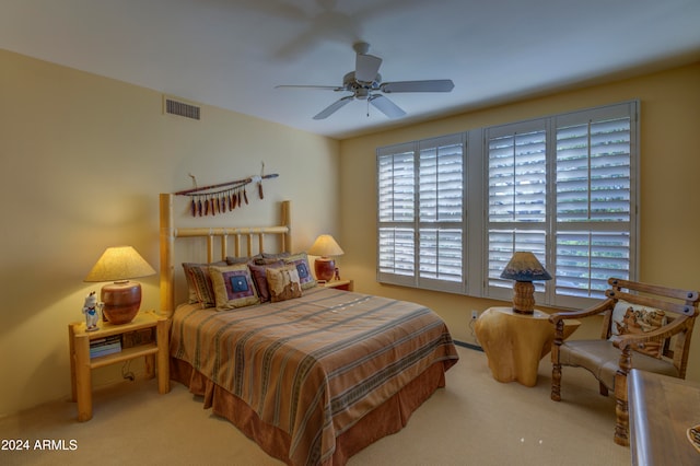 bedroom with carpet flooring and ceiling fan