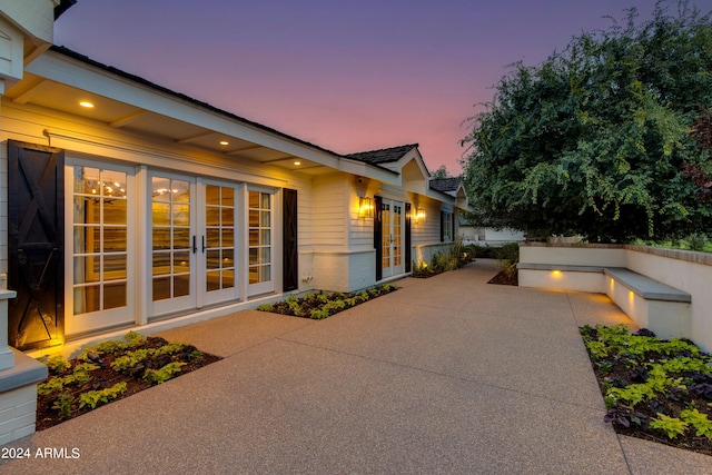 exterior space featuring french doors