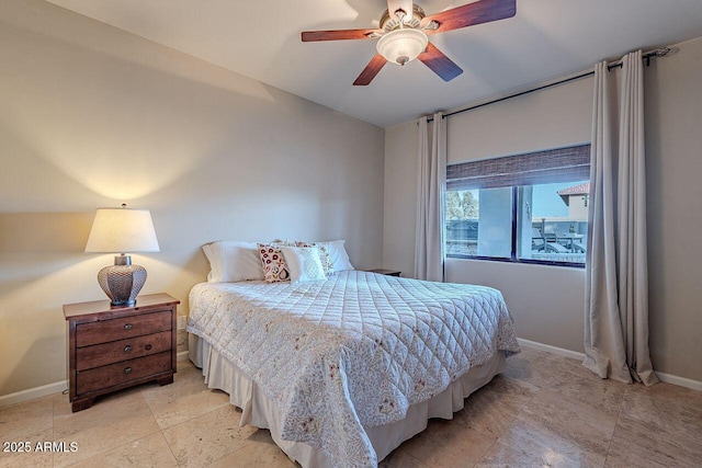 bedroom featuring ceiling fan