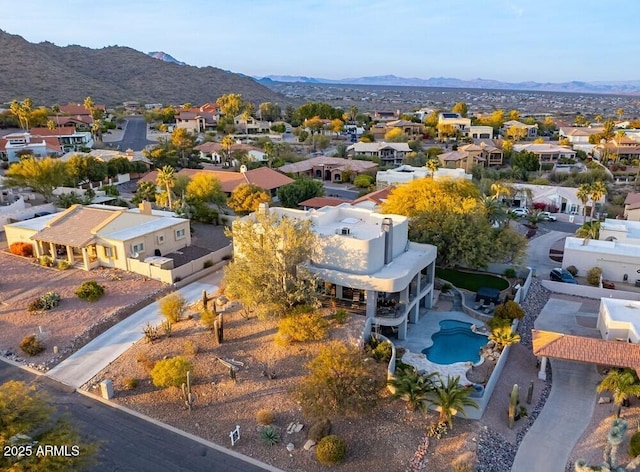 drone / aerial view with a mountain view