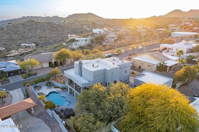 bird's eye view with a mountain view