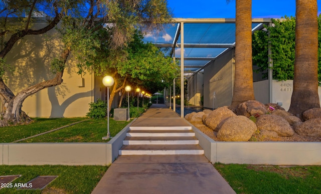 exterior space featuring stucco siding