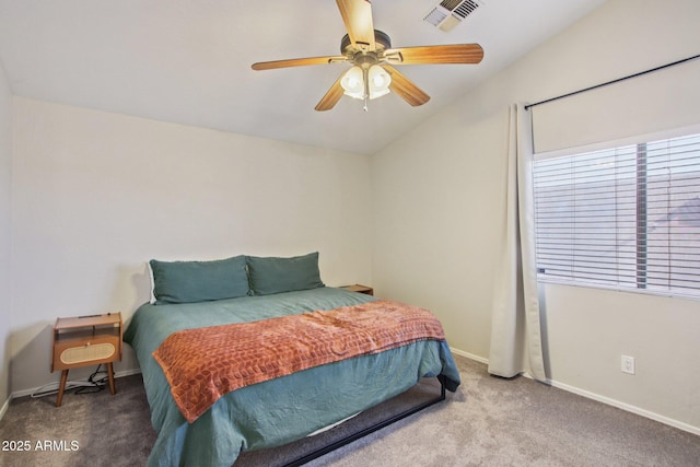 3440 E Southern Ave Unit 1042, Mesa, AZ 85204 - carpeted bedroom featuring ceiling fan and lofted ceiling
