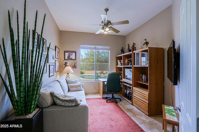 office space featuring ceiling fan