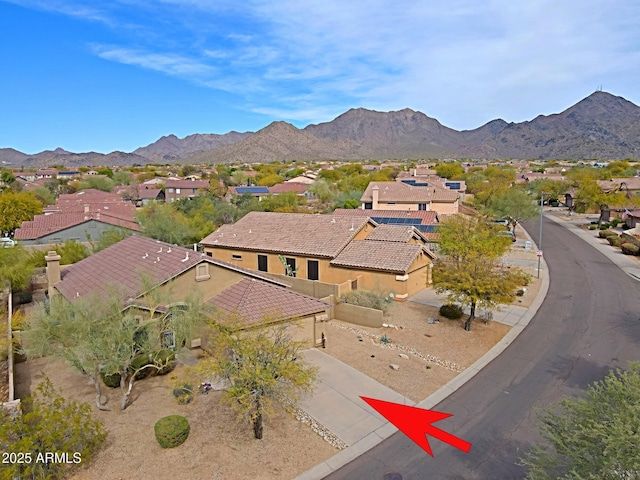 view of mountain feature featuring a residential view