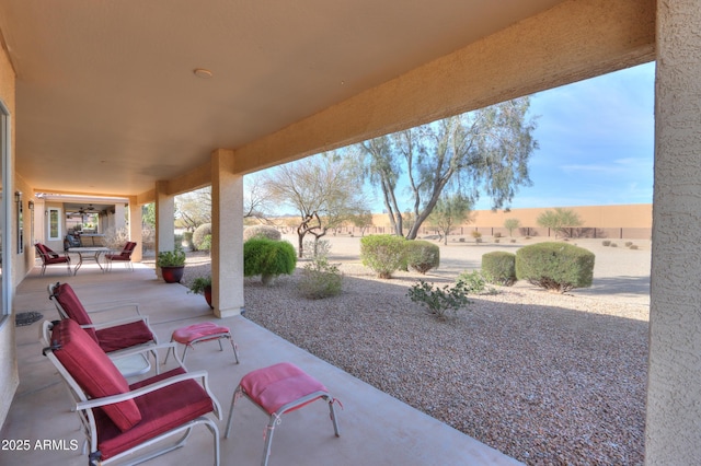view of patio featuring a fenced backyard