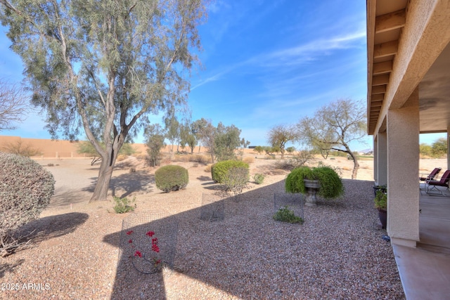 view of yard featuring a patio area and fence