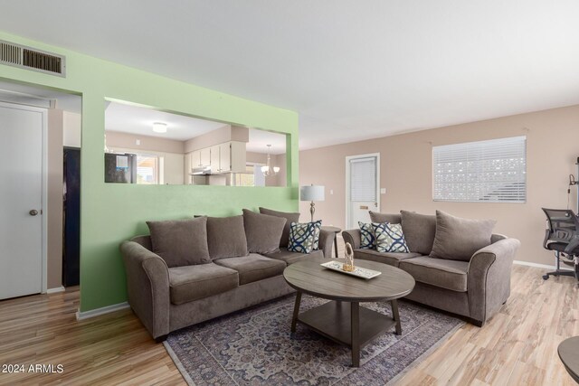 living room featuring light hardwood / wood-style floors