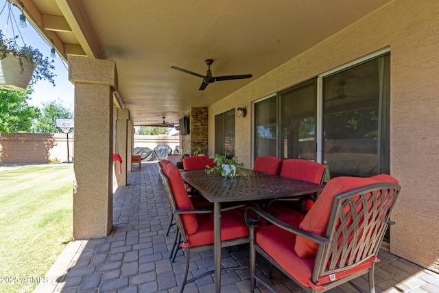 6357 W Potter Dr, Glendale, AZ 85308 - view of patio with a ceiling fan and outdoor dining area