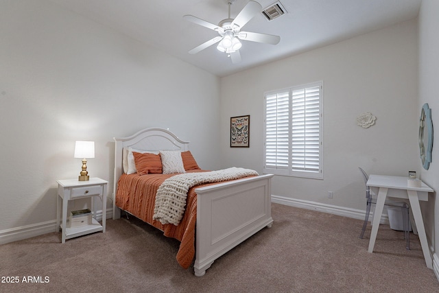 bedroom with carpet and ceiling fan