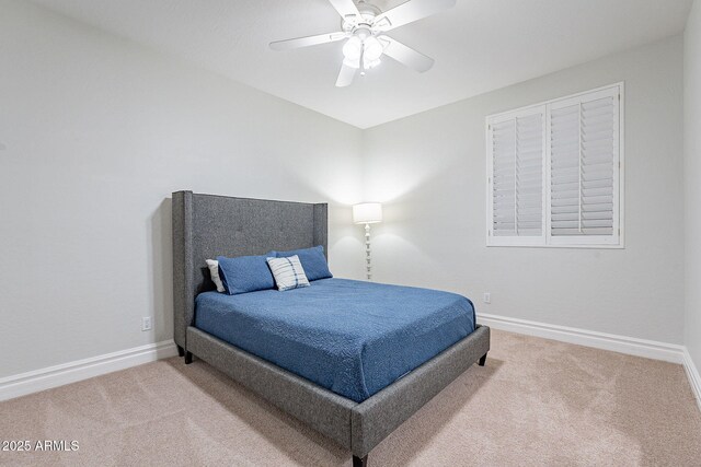 bedroom featuring carpet floors and ceiling fan