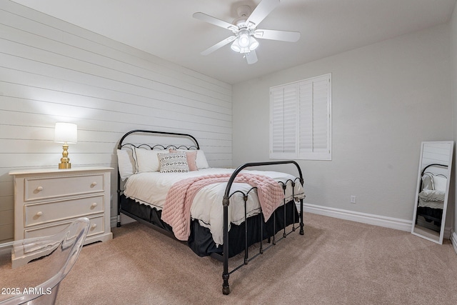 bedroom featuring ceiling fan and carpet floors